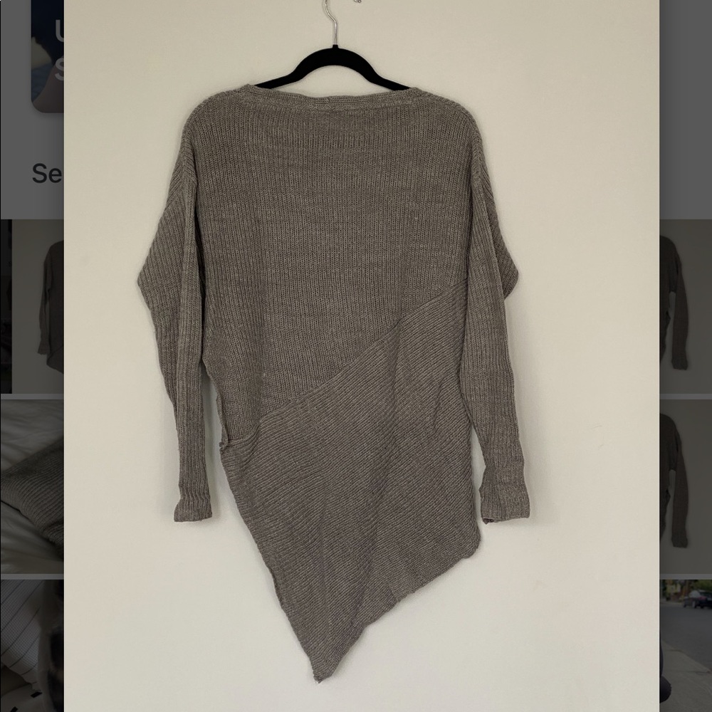 Cozy asymmetrical grey cotton sweater